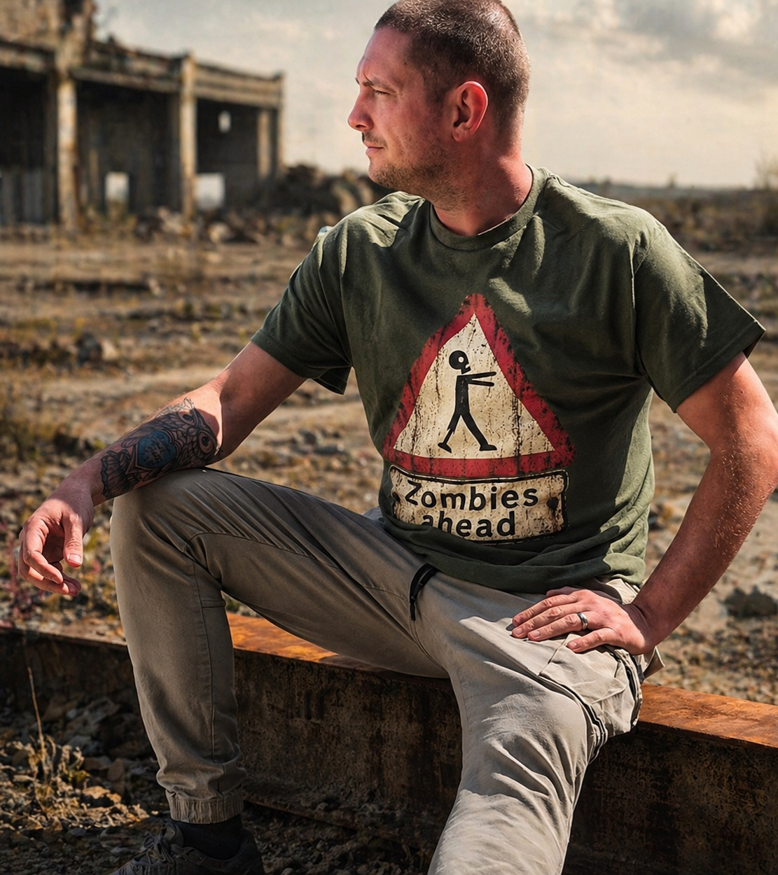 Zombies Ahead - Wasteland Warning T-Shirt